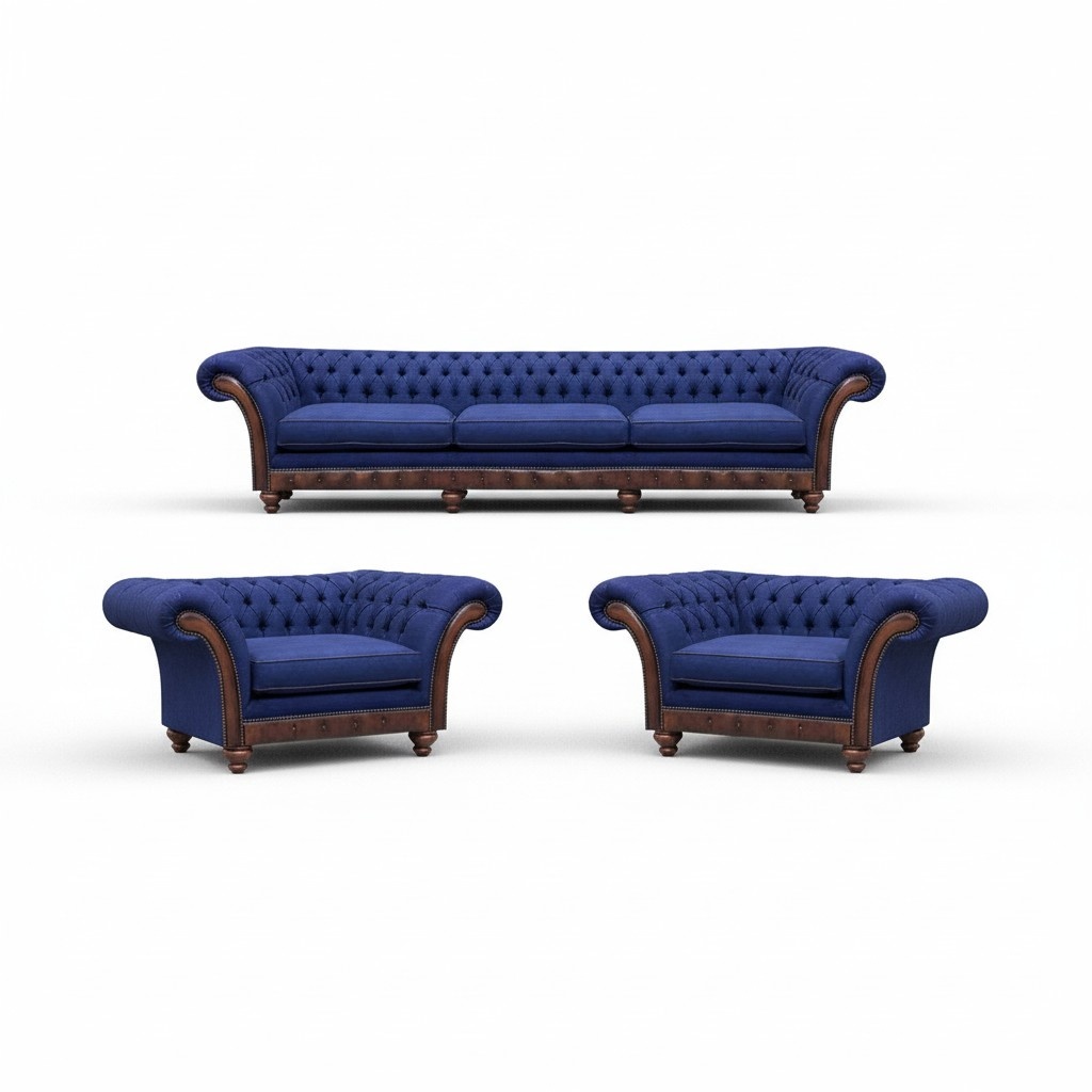 Designer Living Room Chesterfield Sofa Set Luxury Sofas Armchairs 3-piece