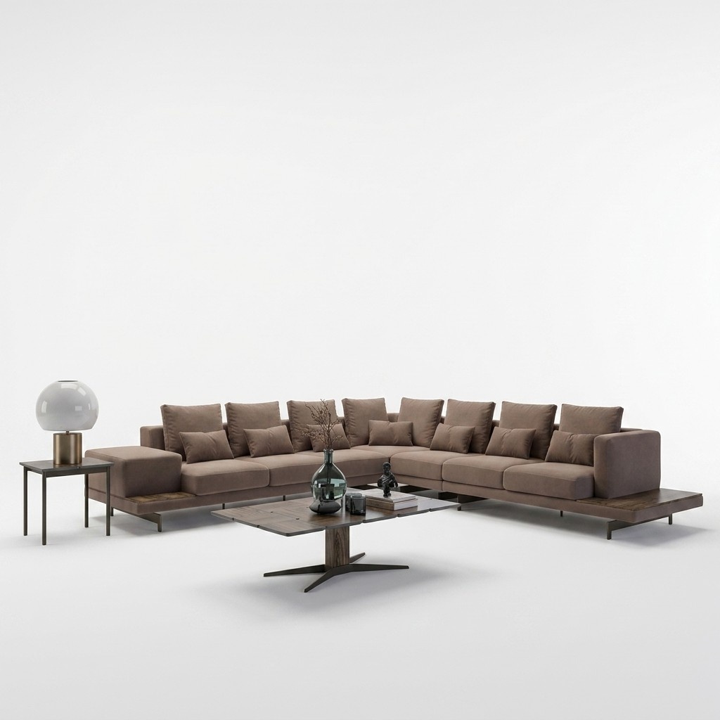 Designer living room set 3-piece corner sofa L-shape coffee table