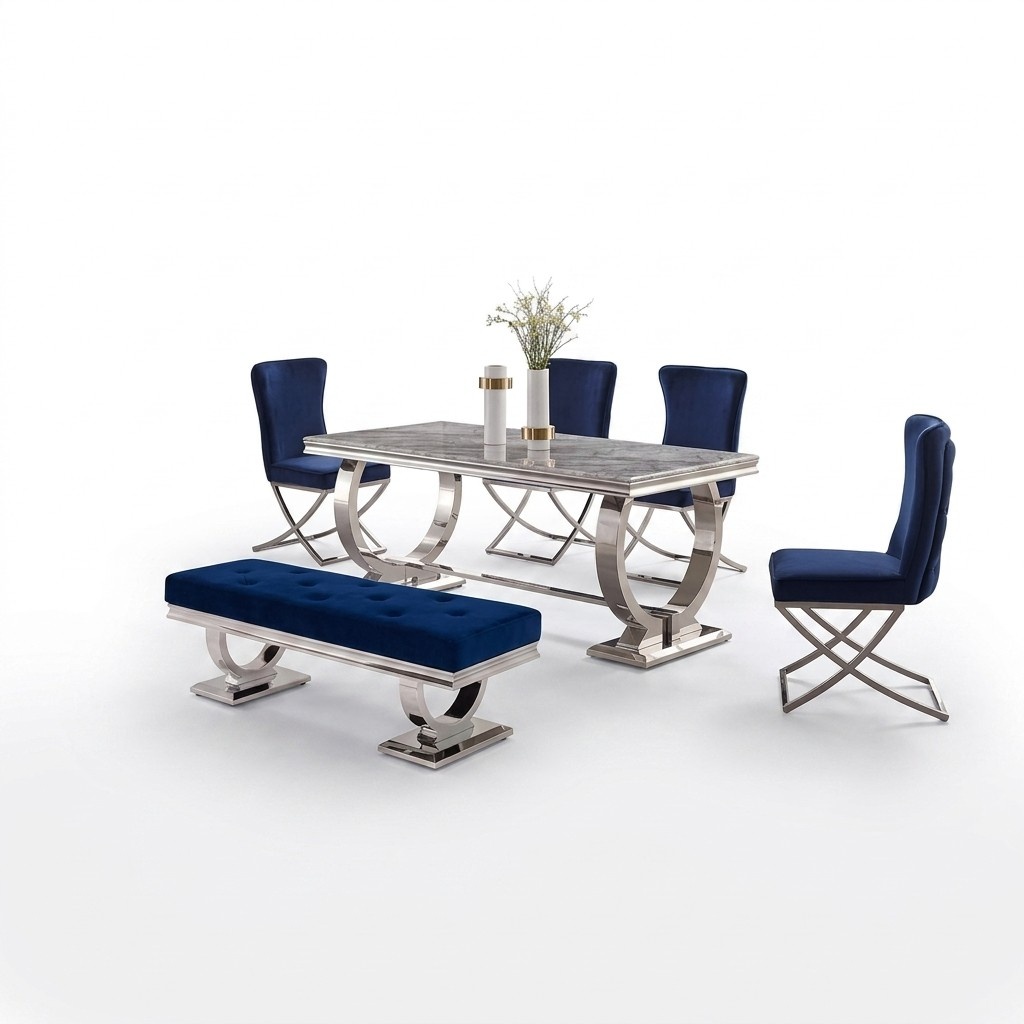 Designer rectangular dining table Dining room furniture Luxury stainless steel tables