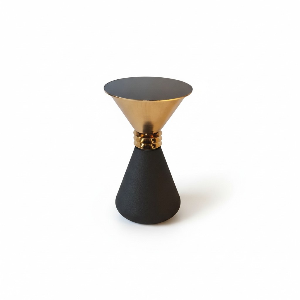 Designer round stainless steel side table with modern luxury glass top