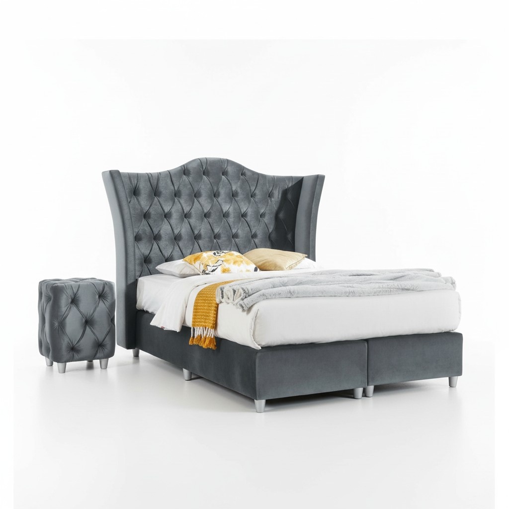 Designer bedroom set luxury bed 2x bedside table wood completely new