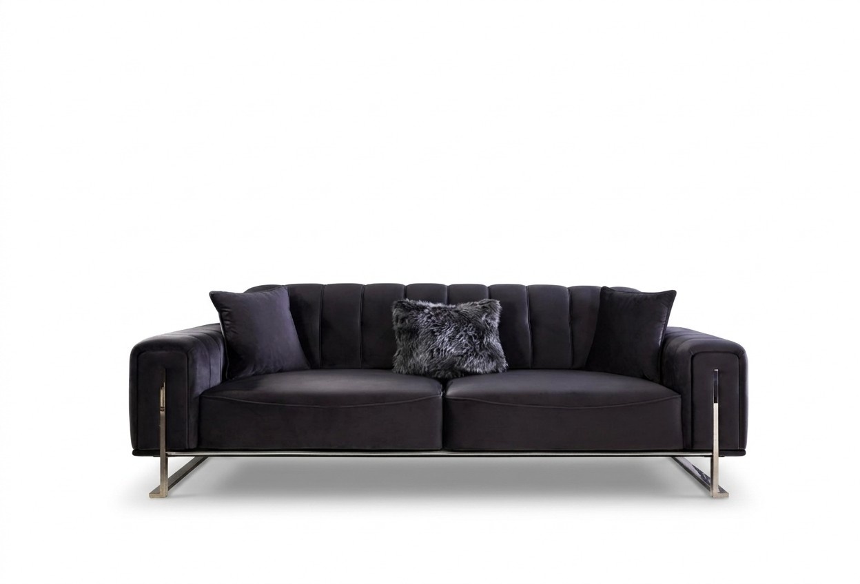 Designer Sofa 3 Seater Modern Furniture Black 240cm Big XXL Living Room