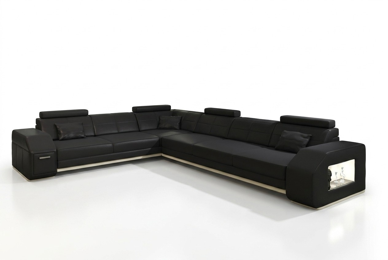 Designer Sofa Couch Corner Sofa Leather Textile Upholstery Set Living Room Landscape L Shape