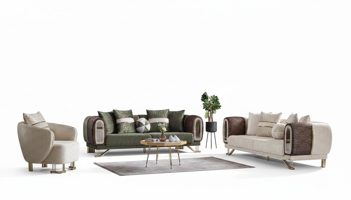 Designer sofa set 3+3+1 seater couch upholstery seating set