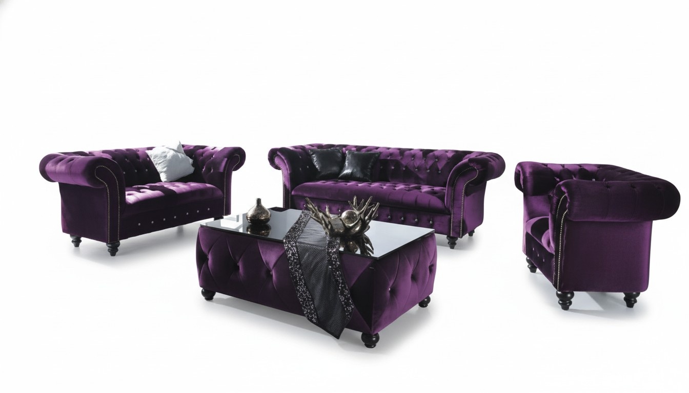 designer upholstery sofa set 3+2+1 textile Chesterfield couch new