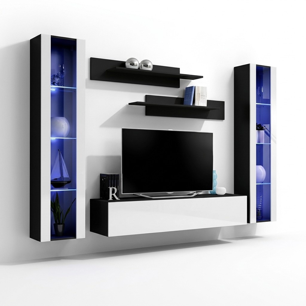 Designer Living Wall TV Stand Wood Wall Shelves Living Room Furniture Style