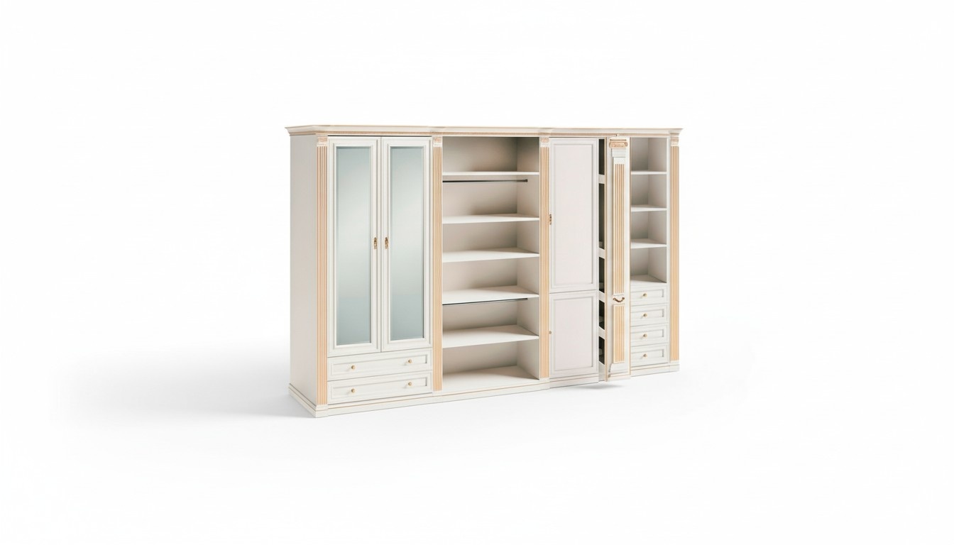 Designer White Wardrobe Luxurious Corner Wardrobe Bedroom Furniture