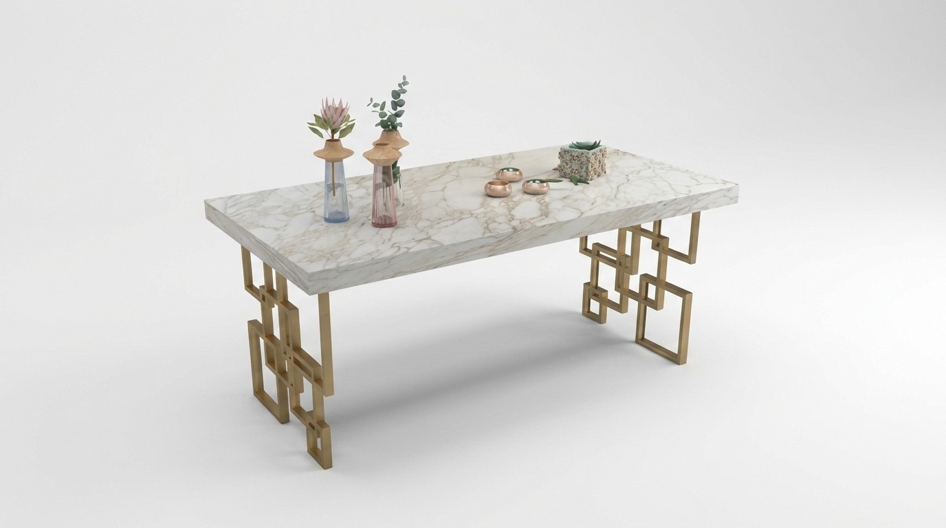 Designer White Dining Table Dining Room Furniture Elegant Marble Table Modern