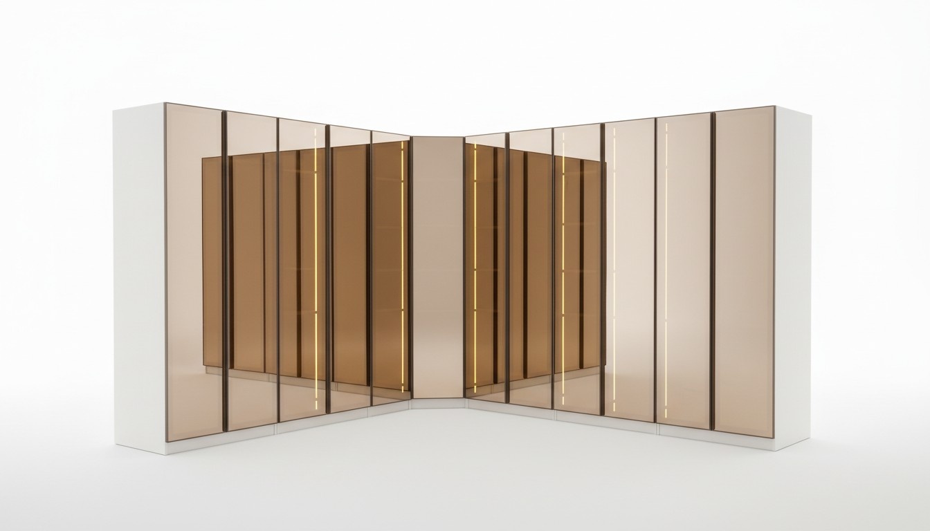 Designer white wardrobe L-shape cabinet luxurious glass cabinet