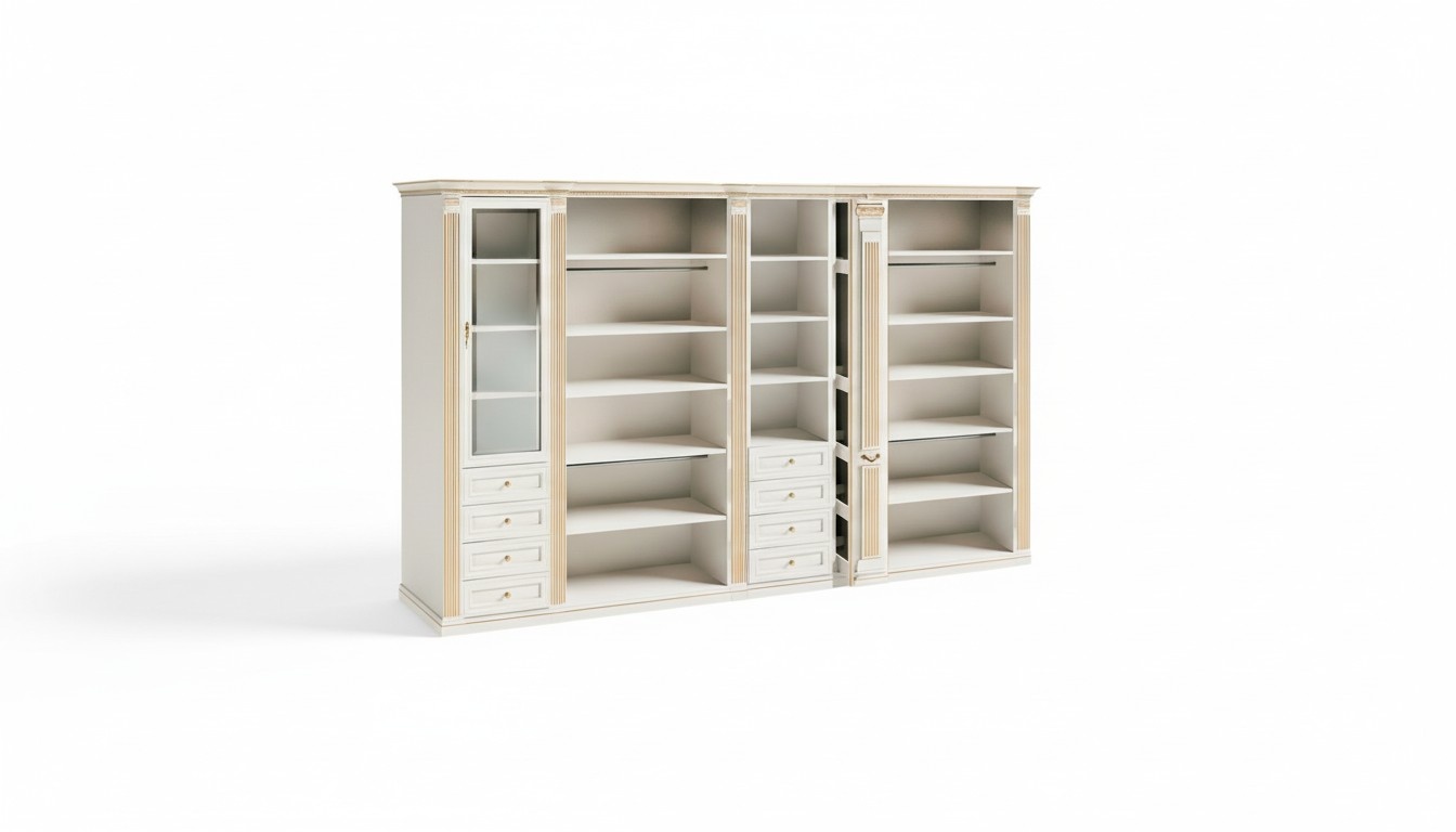 Designer White Wardrobe Solid Wood Bedroom Corner Cabinet Furniture