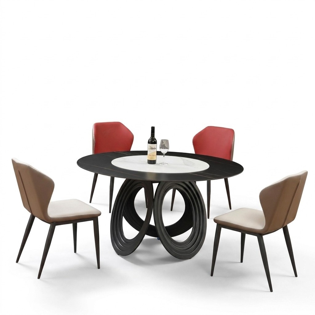 Designer wood dining living room set table 4x armchairs set set upholstery 5 pieces