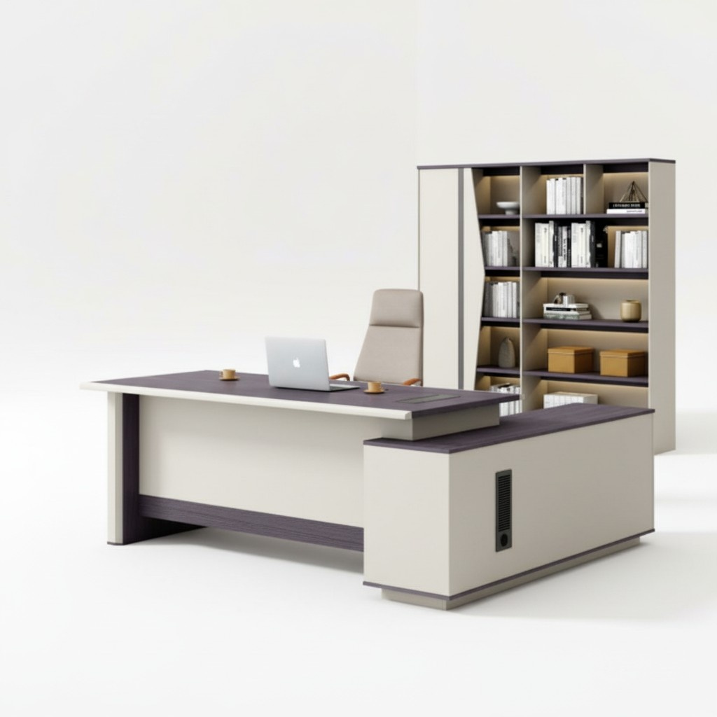 Desk and corner desk office furniture 2-piece table with filing cabinet