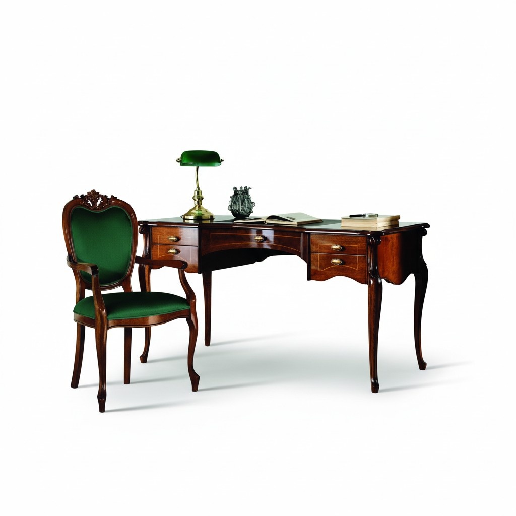 Desk baroque rococo table 2 parts. Set of Italian furniture New armchair