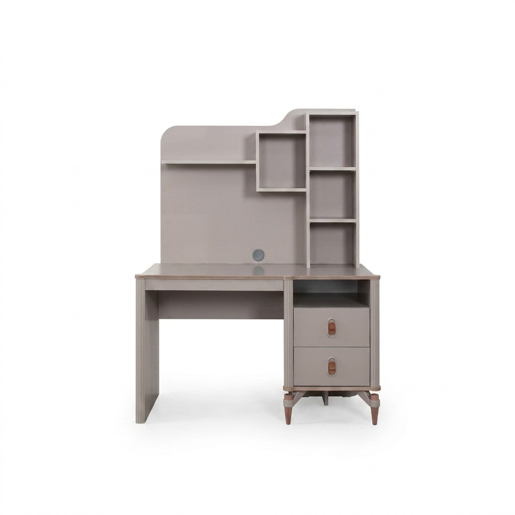 Desk office table computer table beige office furniture wooden table shelves