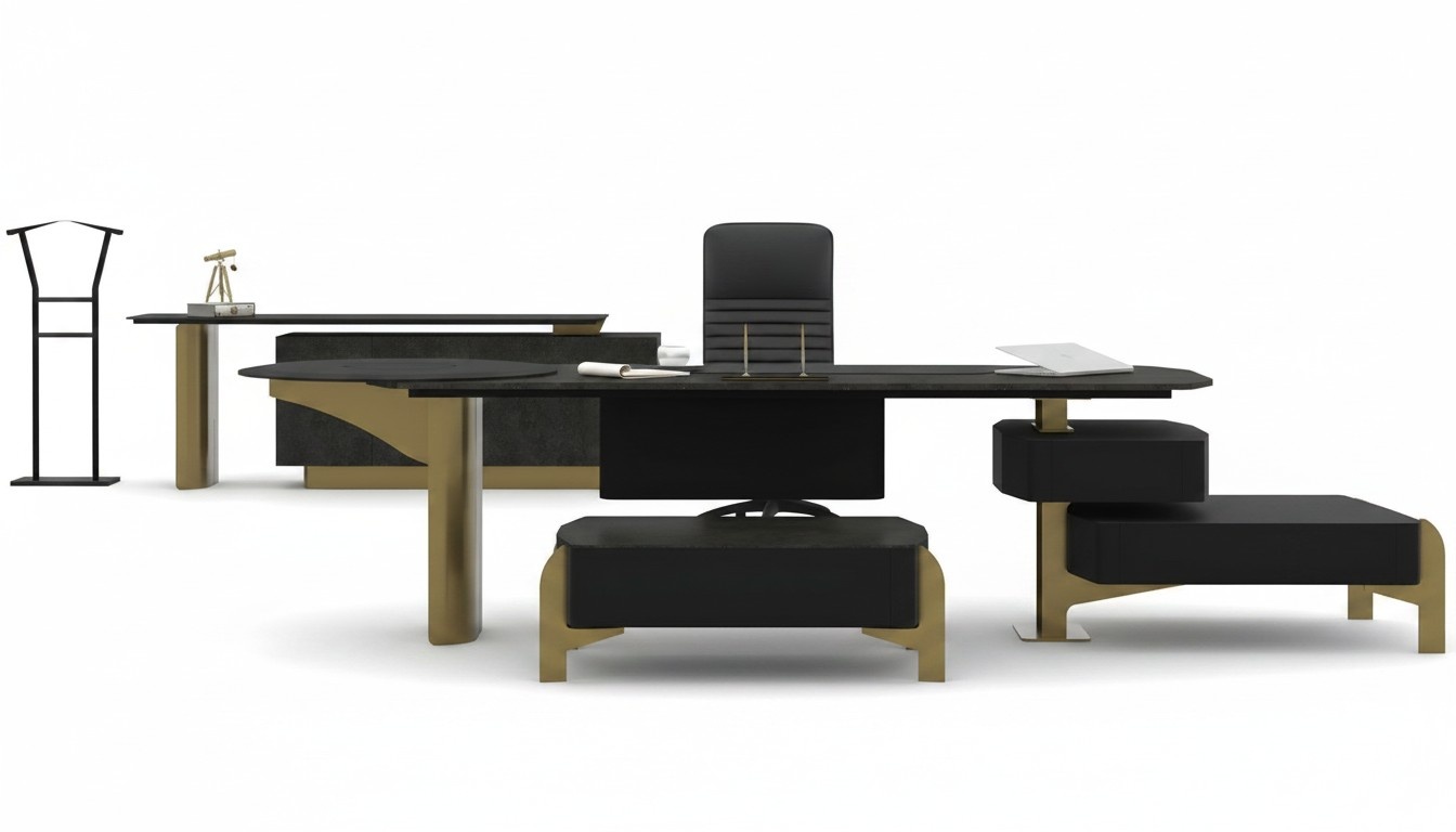 Desk, office cabinet, coffee table, study, luxury office furniture.