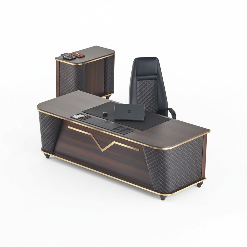 Desk Office Table Office Chair Chest of Drawers Set Black Study Room Office