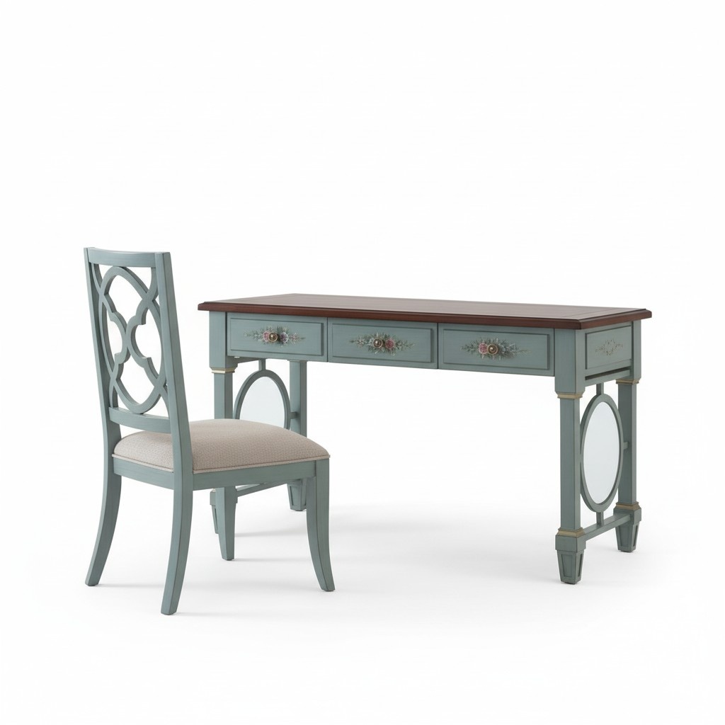 Desk Office Furnishings Wood Shelves Office Table Dining Table Chair 2tlg