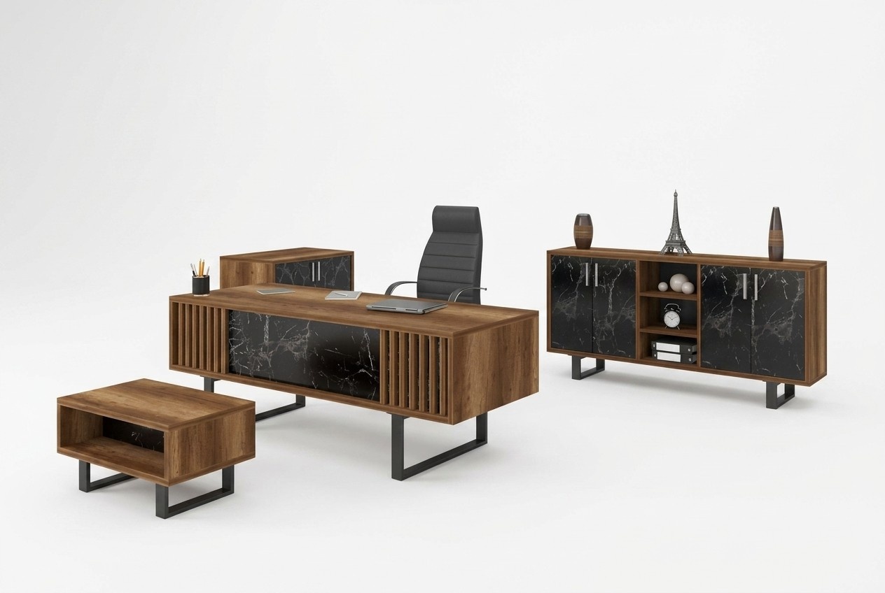 Desk office set furnishings with marble table office cabinet 4pcs.