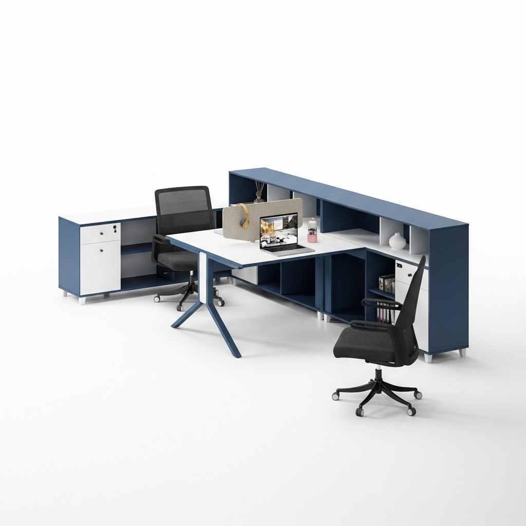 Desk shelf Double work station Office furnishings Furniture Desks
