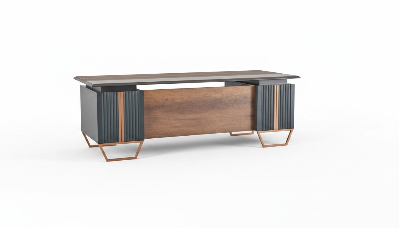 Desk Home Office Office Table Rectangular Shape Gray Brown Two-Tone