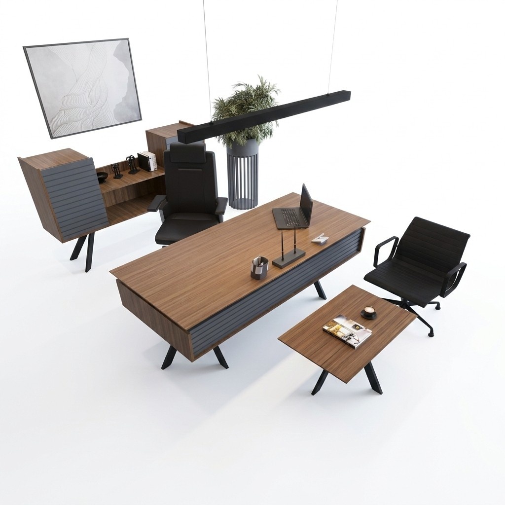 Desk table filing cabinet cupboard wood furniture table 3-piece set