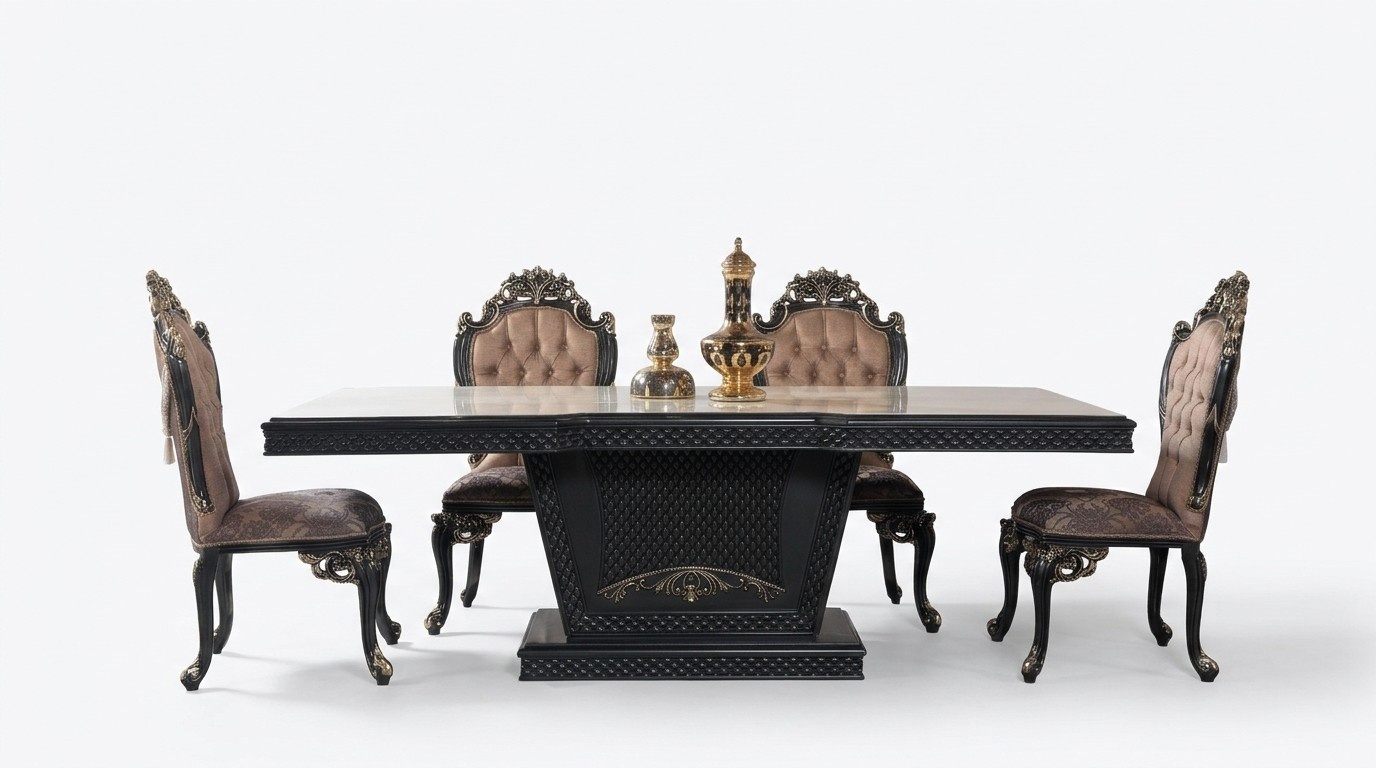 Dining area dining group dining room dining table chairs wood set 9pcs grey baroque