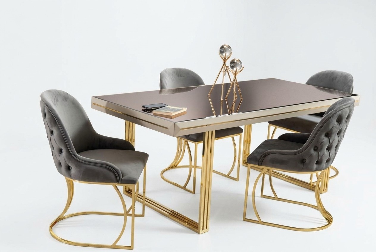 Dining group dinette dining room furniture dining table chairs set 7 pieces gray luxury