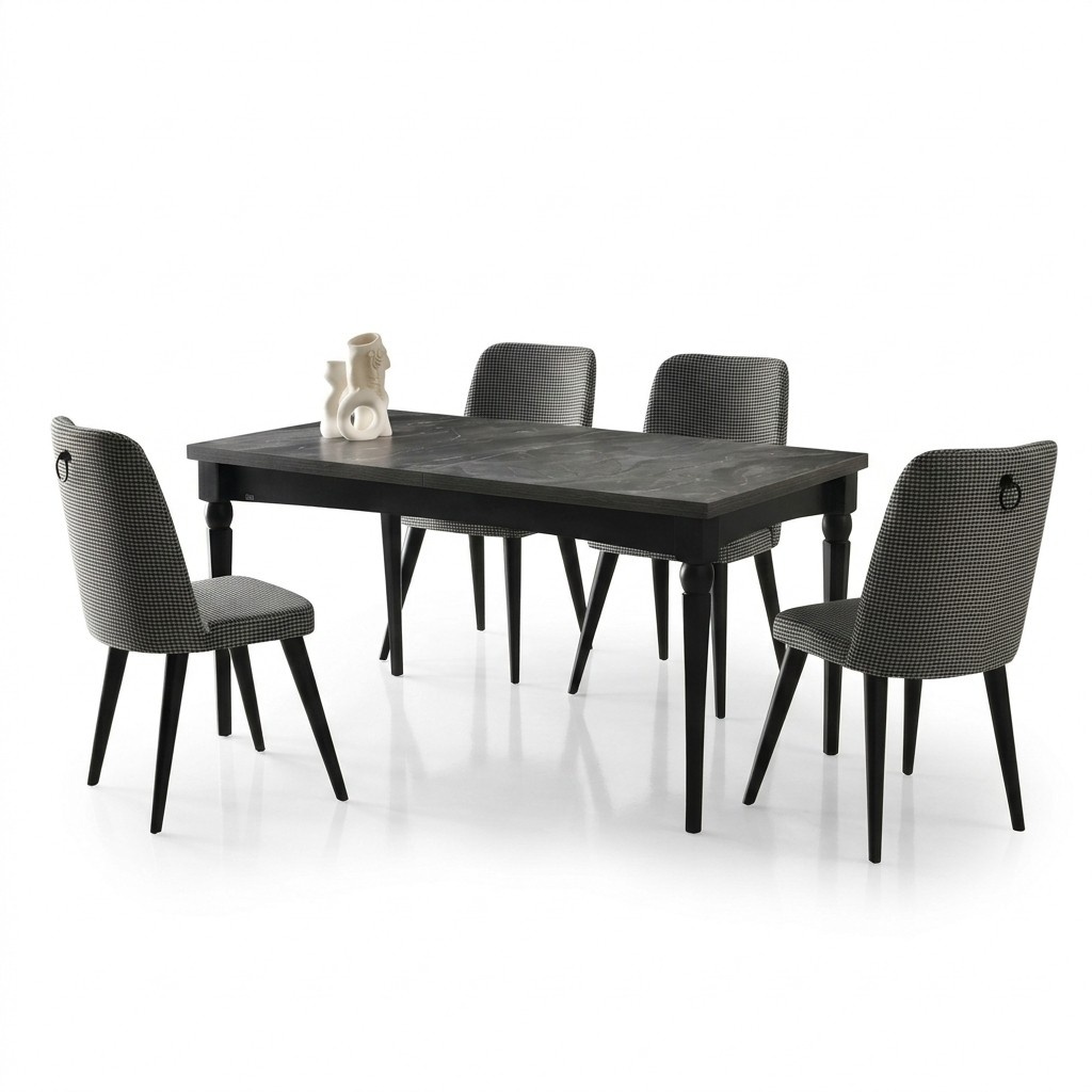 Dining set dining nook extendable dining table chairs luxury 7-piece dining room gray