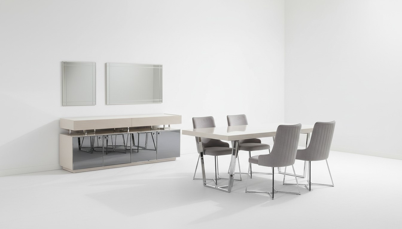 Dining set Dining room group Dining table Chairs 10pcs Wood Gray