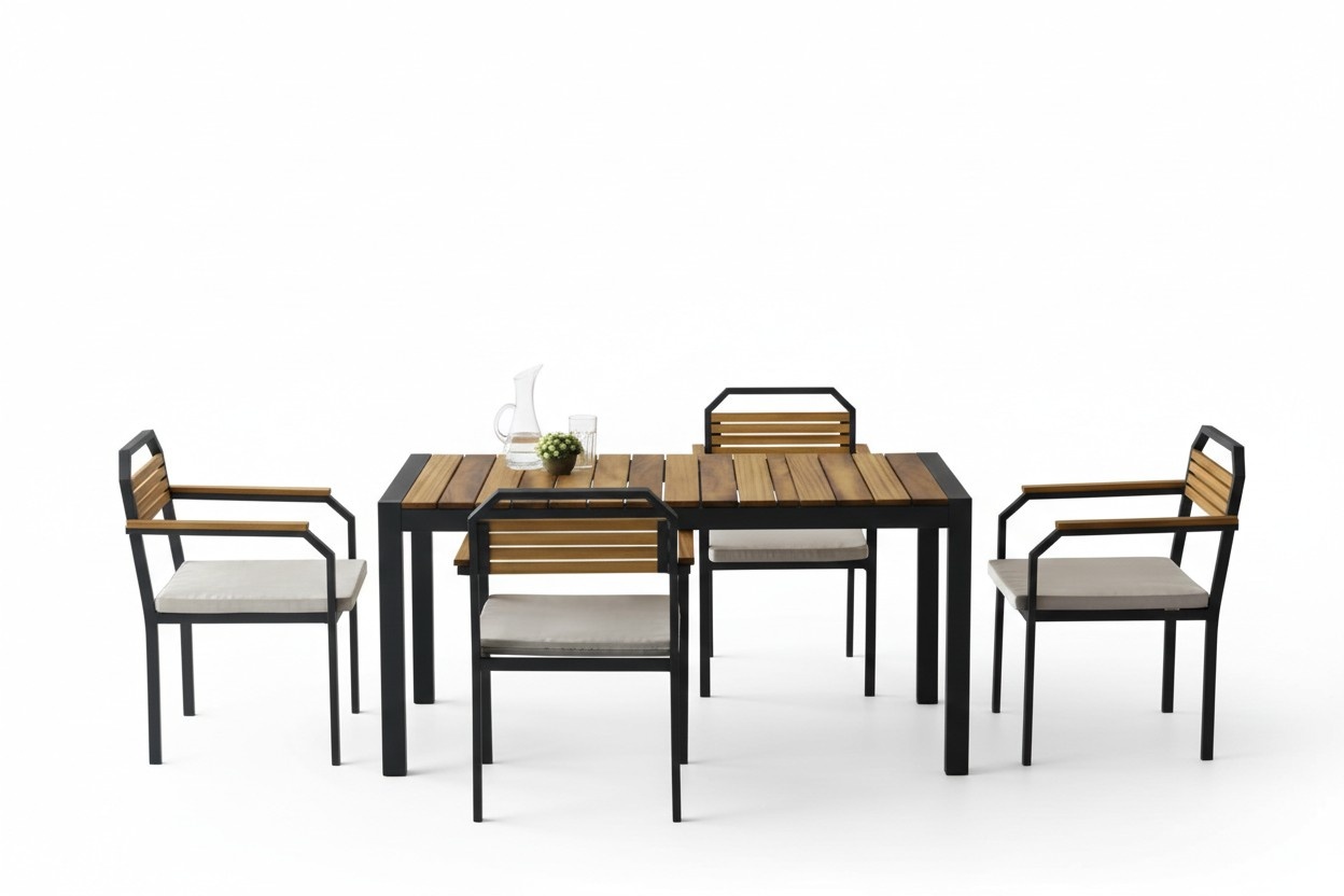 Dining area complete dining room table dining table chairs 5-piece brown wooden table