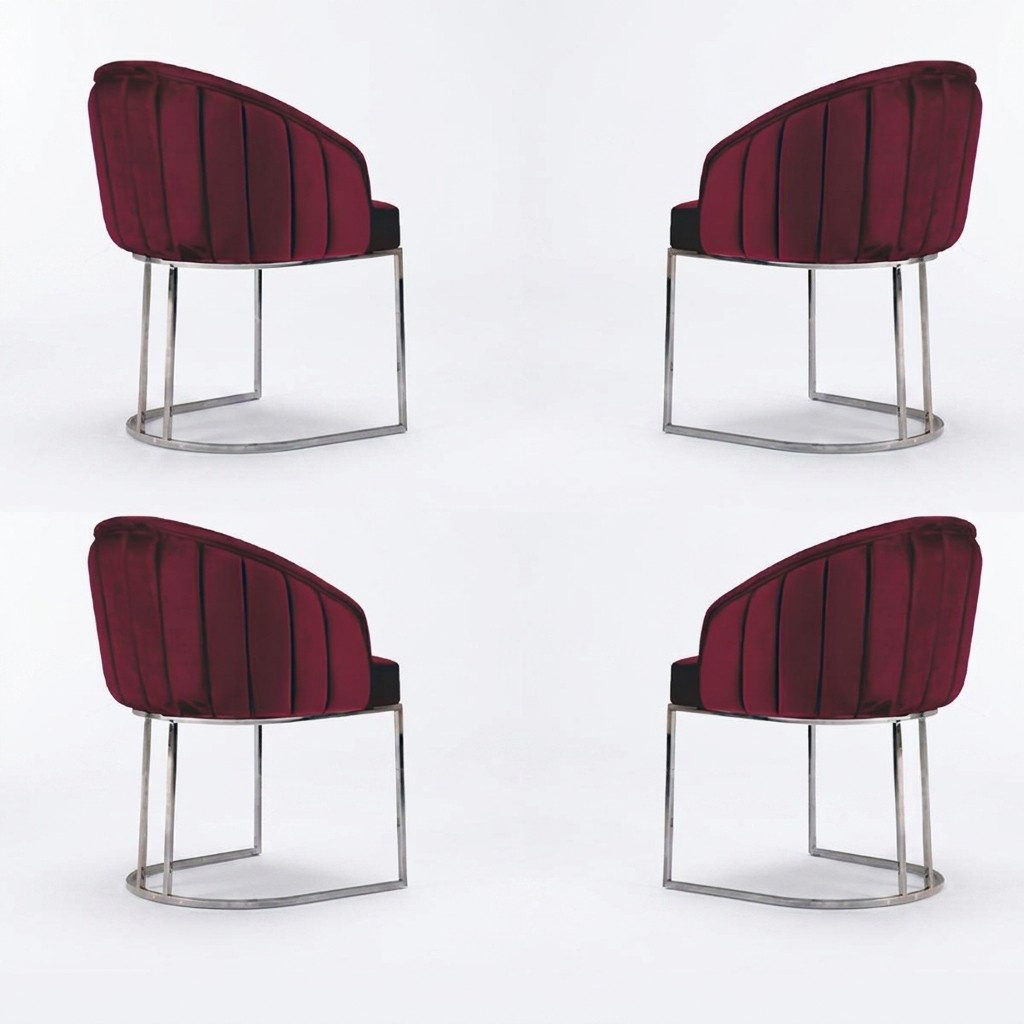 Dining Room 4 x Chair Design Upholstered Seat Chairs Set Armchair Lounge