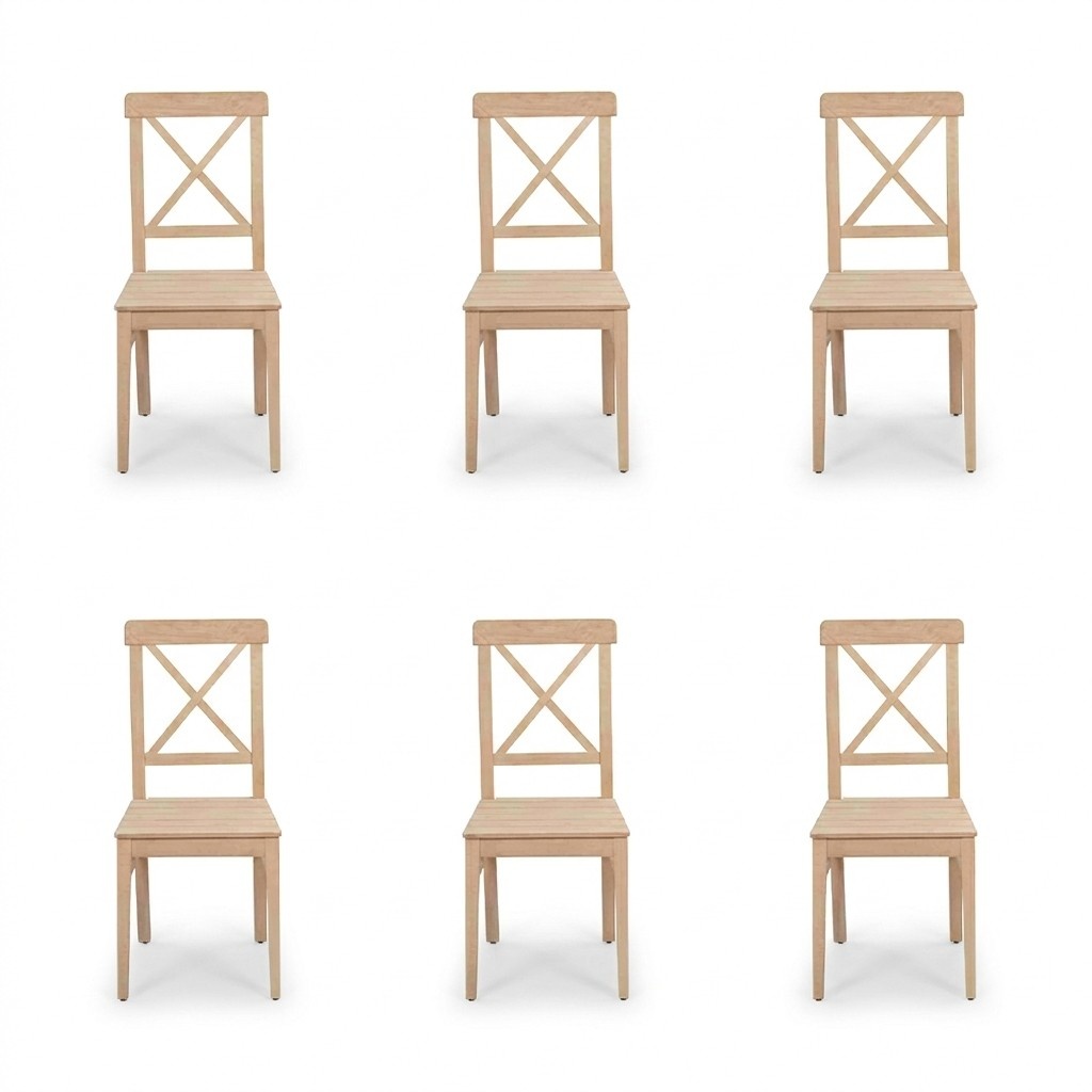 Dining chair Designer Brown 4x Chairs Wooden Chair Luxury Single Seater Without Armrests