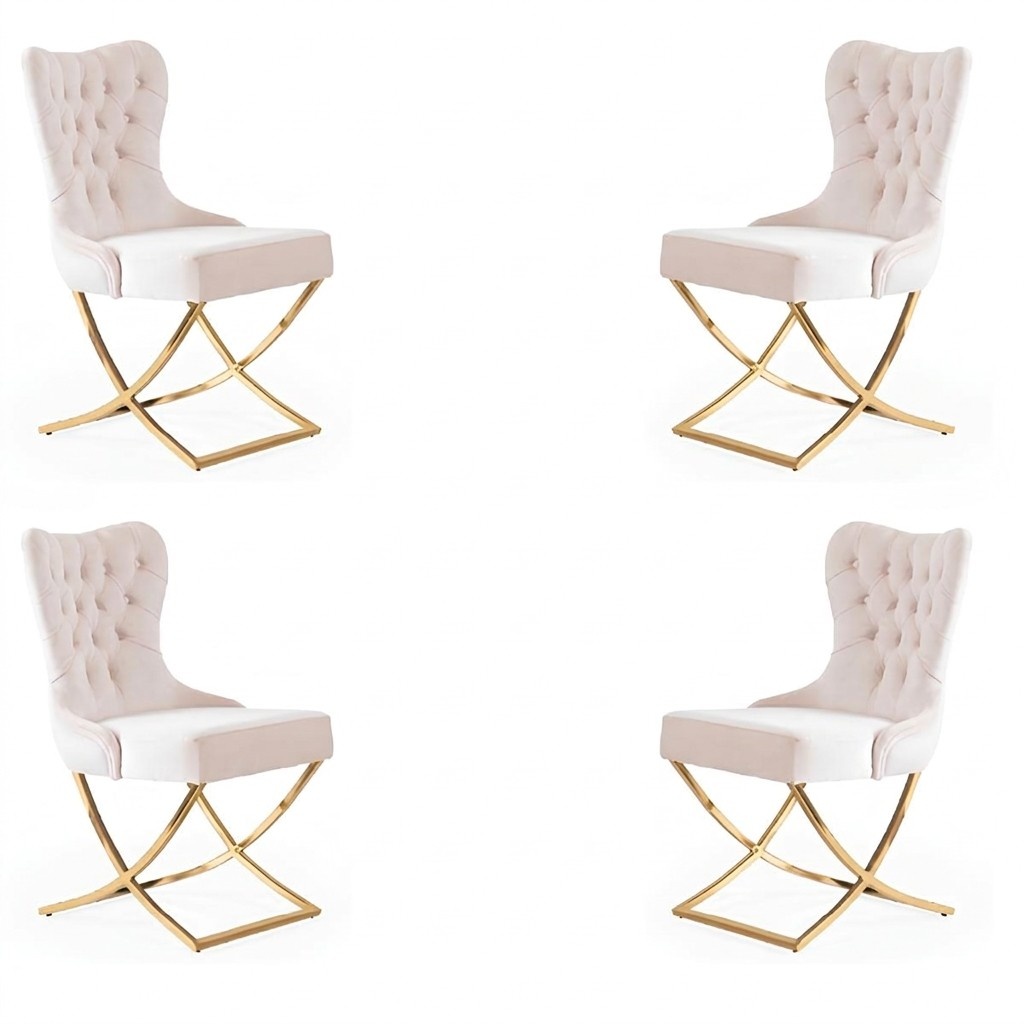 Dining Chair Kitchen Dining Chairs Textile Set 4x Stainless Steel Chair