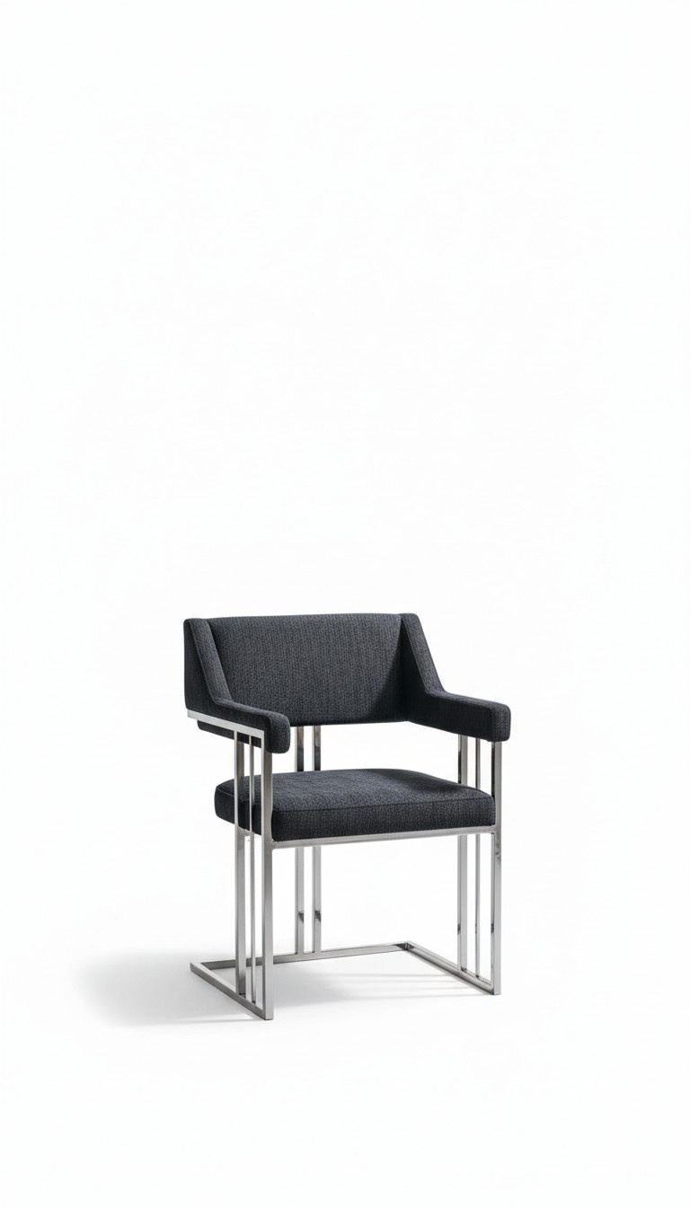 Dining Chair Luxury Metal with Textile Chairs Style Modern Armchair