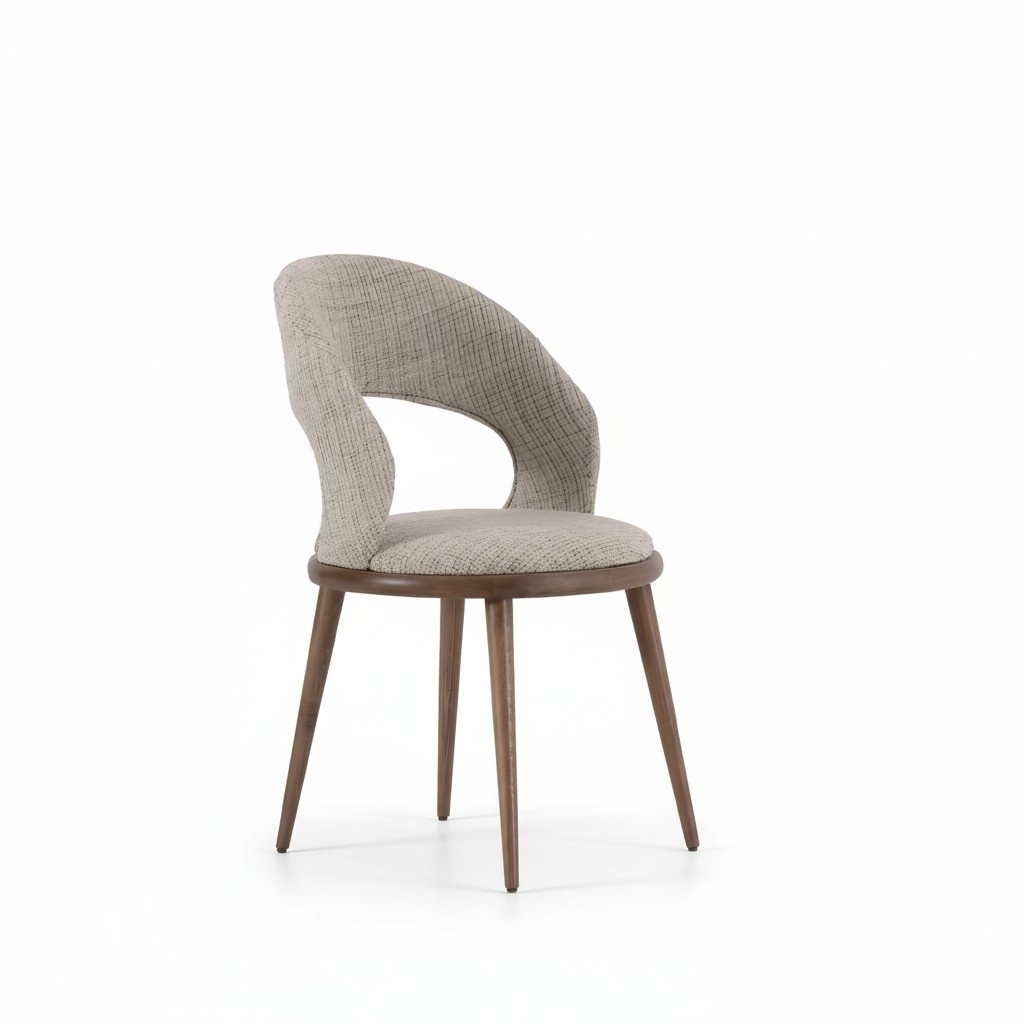 Dining Room Chair Wood Textile Luxury Upholstery Furniture Style Modern Grey