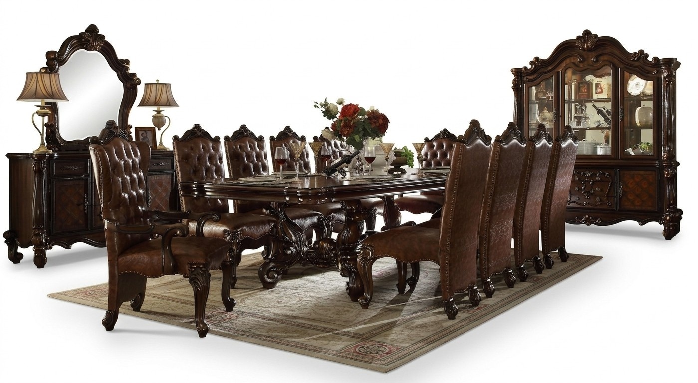 Dining Room Complete Set Table Sideboard 10x Chair Set Glass Cabinet Baroque 14 pcs.