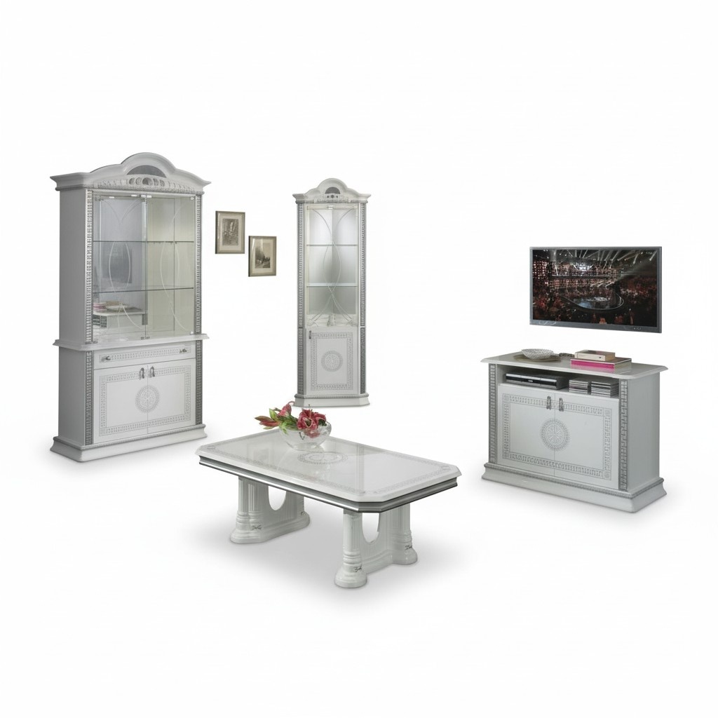 Dining Room Complete Set Table Sideboard Coffee Table Glass Cabinet Set New