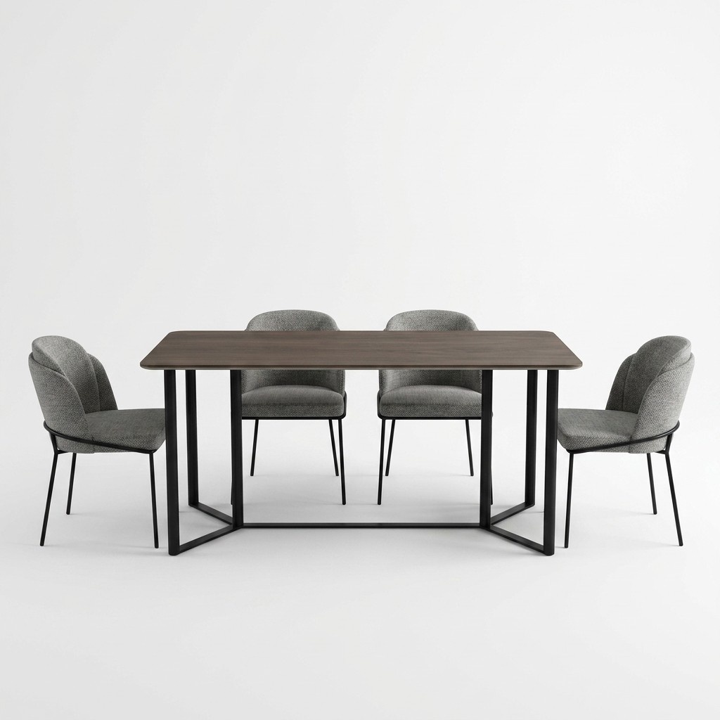 Dining room Dining set Dining table set 7 pcs wood Brown chairs Modern