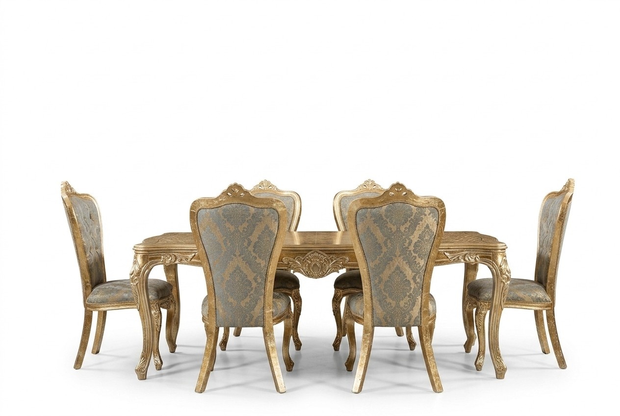 Dining Room Dining Table 6x Chairs Table Classic Dining Set 7pcs.