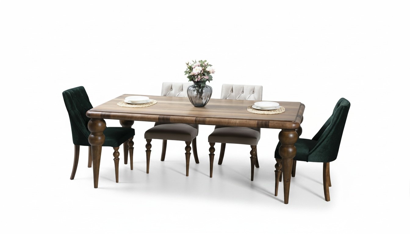 Dining Room Furniture Luxury Set Dining Table 4x Chairs Modern Design Wood Style