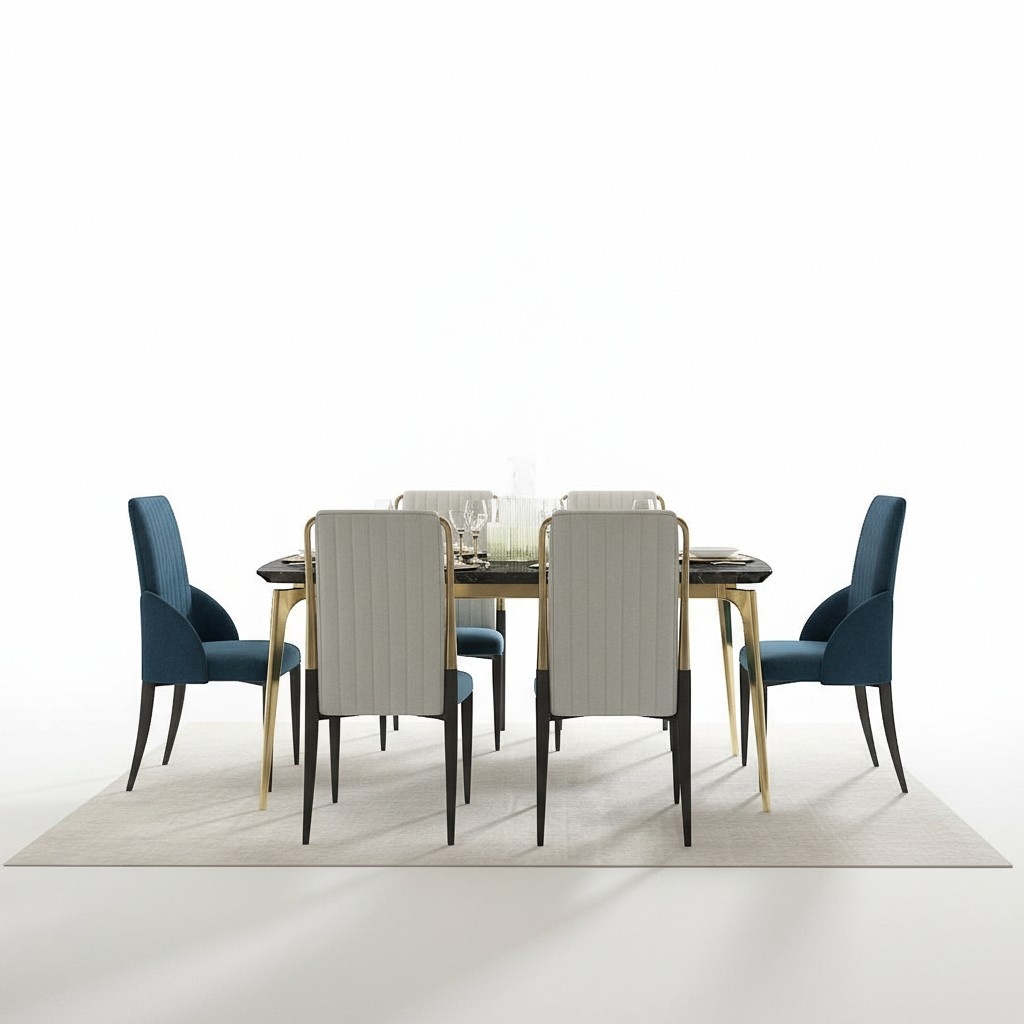 Dining room group complete set 7-piece table luxury wood furniture new