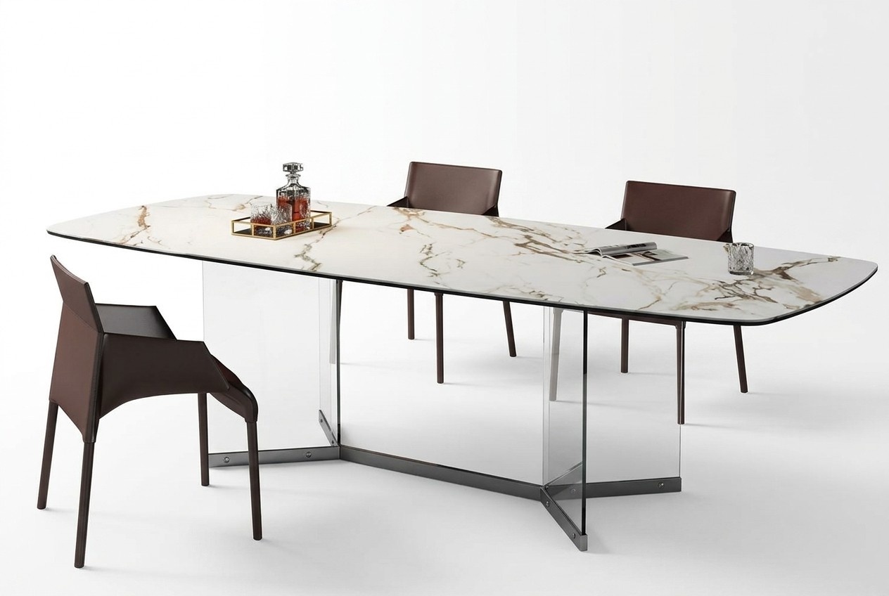 Dining room living room design luxury modern tables stainless steel legs imitation marble new