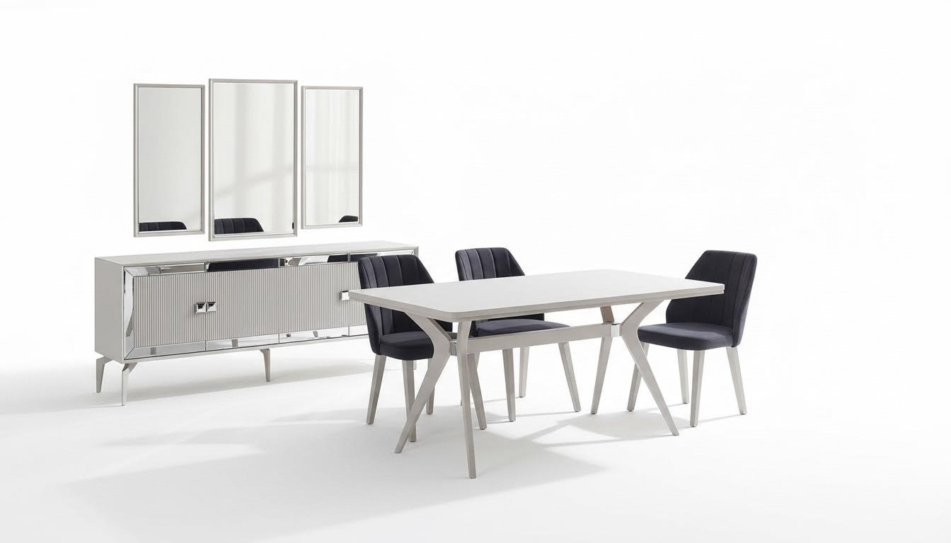 Dining room luxury dining set dining table set 9pcs gray wood table