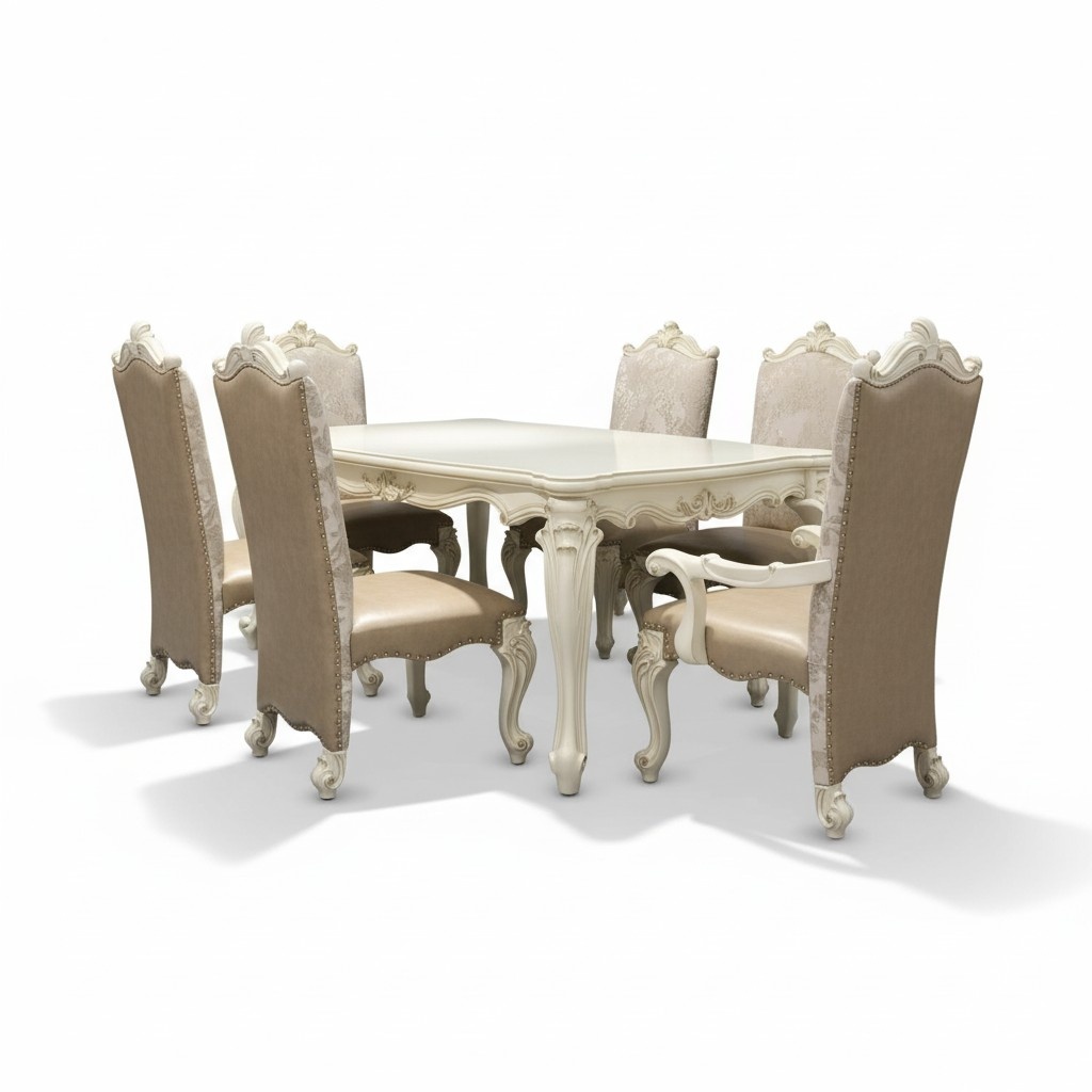 Dining Room Set 7pcs Baroque Rococo Table 6x Chairs Chair Group Carved
