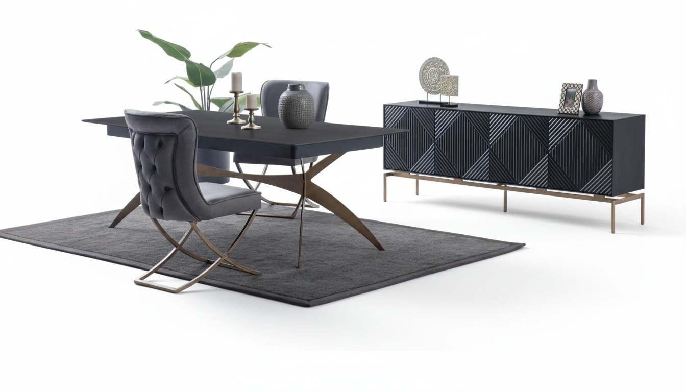 Dining room set 8 pieces dining table designer 6x chairs dining group sideboard luxury