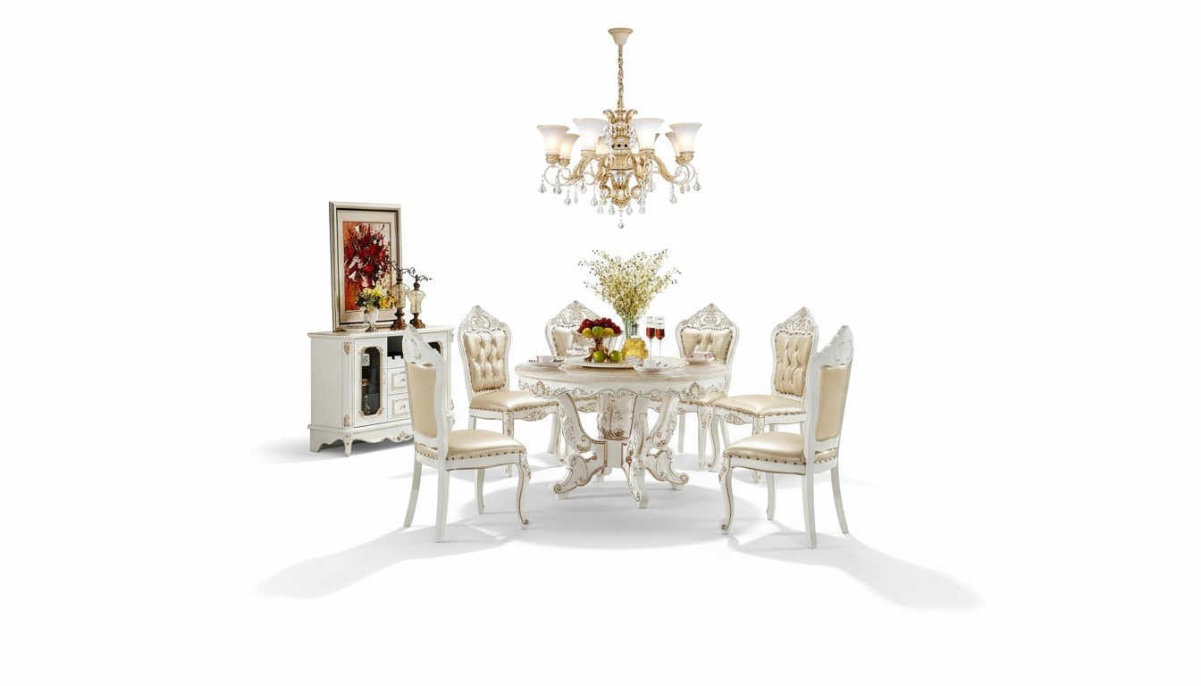 Dining Room Set Dining Group Wooden Table Complete Set 7pcs Dining Table 6 Chairs