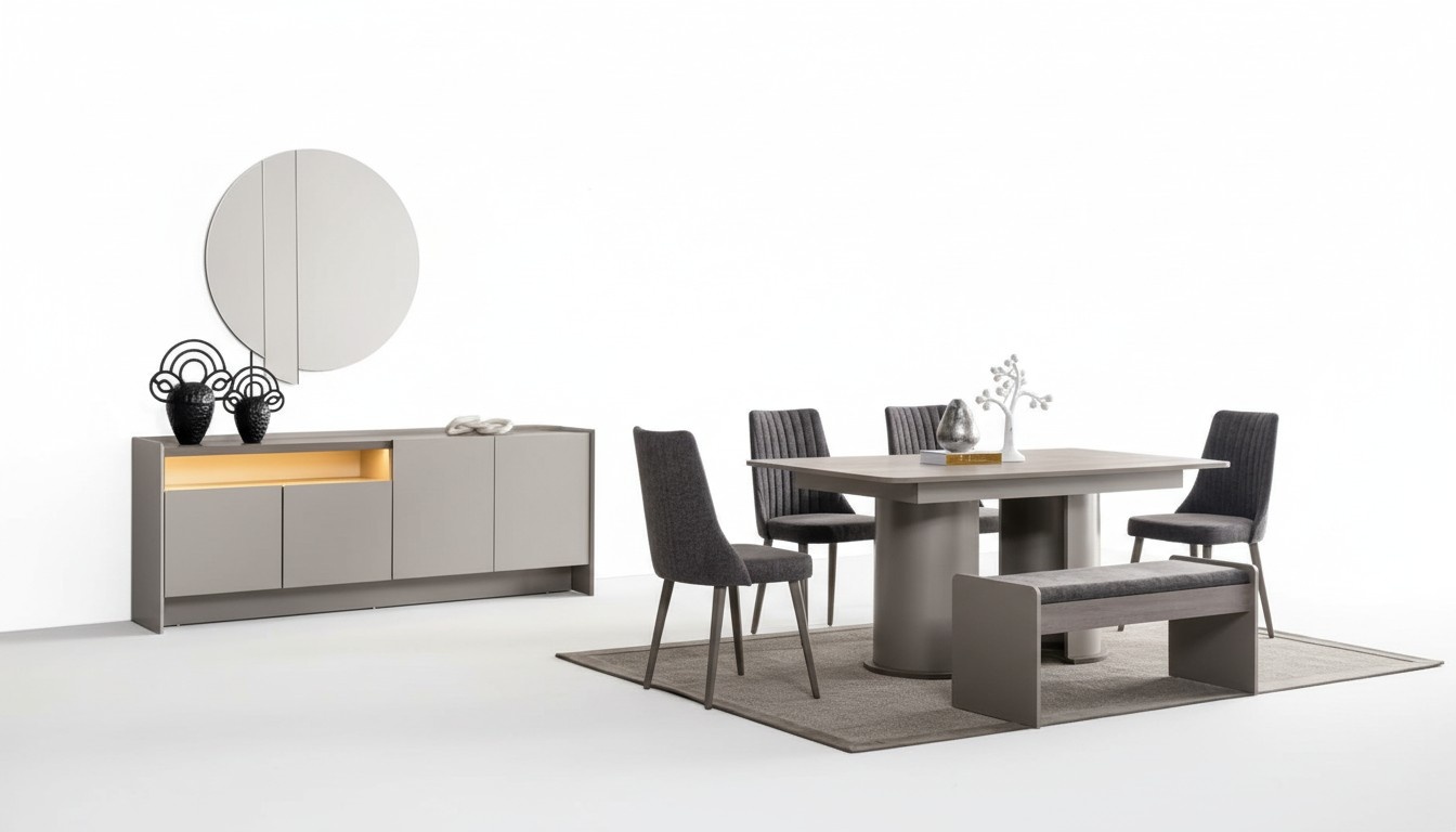 Dining Room Set Dining Table, 4x Chairs & Sideboard Dining Ensemble 6-piece Design