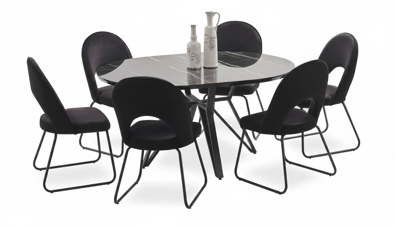 Dining Room Set Dining Table 6x Chairs Complete Set Luxury 7-piece