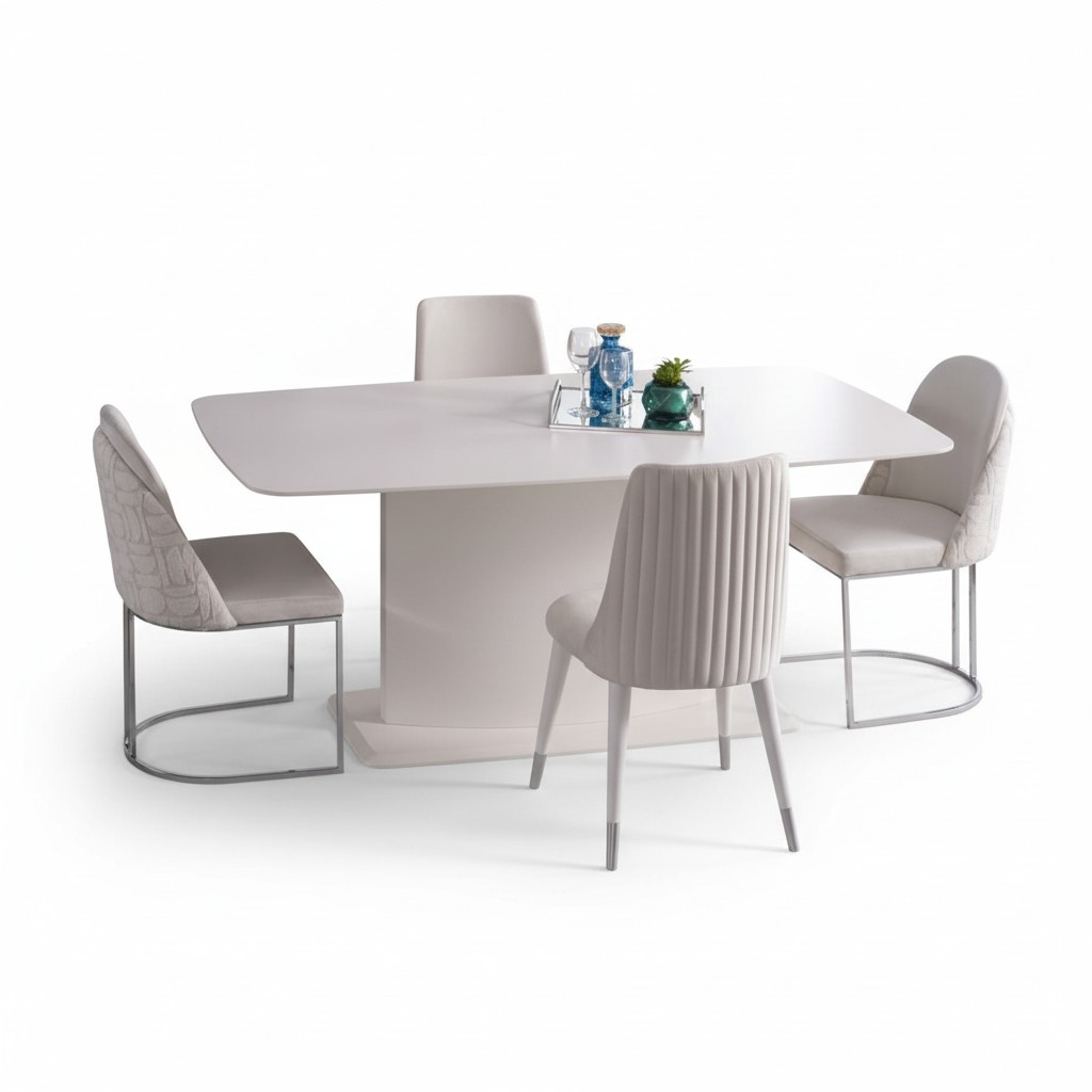 Dining room set dining table with upholstered chairs kitchen set white