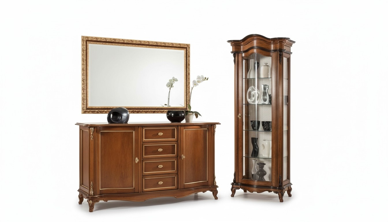 Dining room set display cabinet cabinet chest of drawers mirror sideboard Italy furniture 3pcs